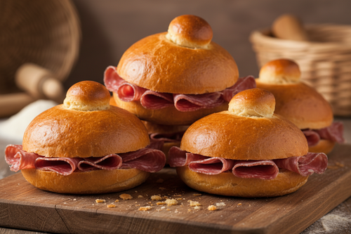 Brioches siciliennes au tuppo avec salami